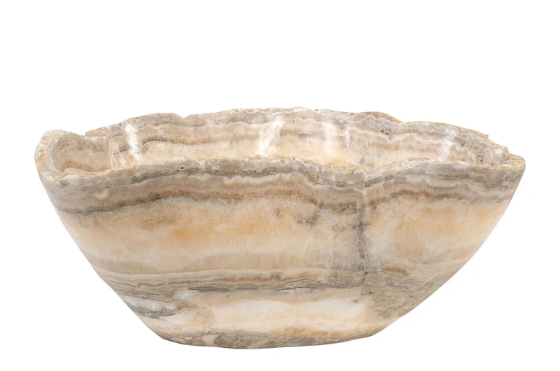 Casa Padrino Luxus Schale 30 x 38 x H. 14 cm - Deko Schale aus hochwertigem Onyx - Luxus Deko Accessoires