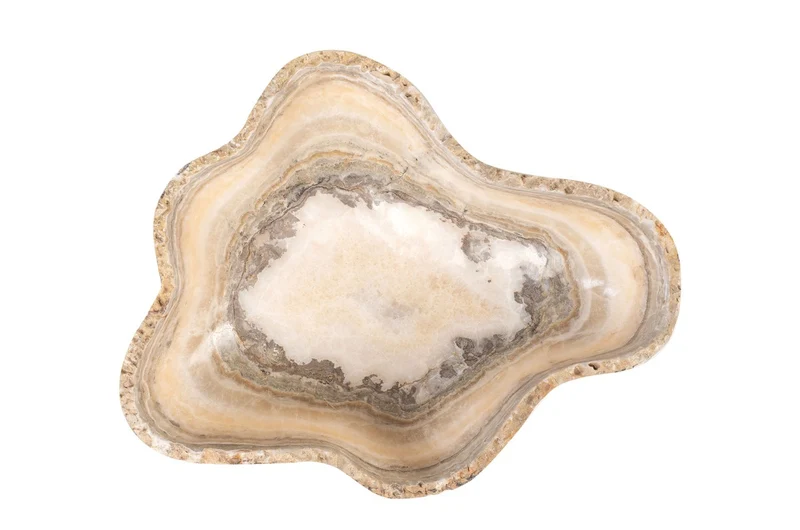 Casa Padrino Luxus Schale 30 x 38 x H. 14 cm - Deko Schale aus hochwertigem Onyx - Luxus Deko Accessoires