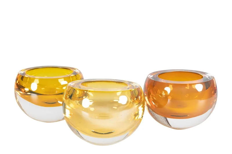 Casa Padrino Luxus Schale Bernsteinfarben Ø 13 x H. 9,5 cm - Kleine Schale aus massivem Kristallglas - Luxus Deko Accessoires