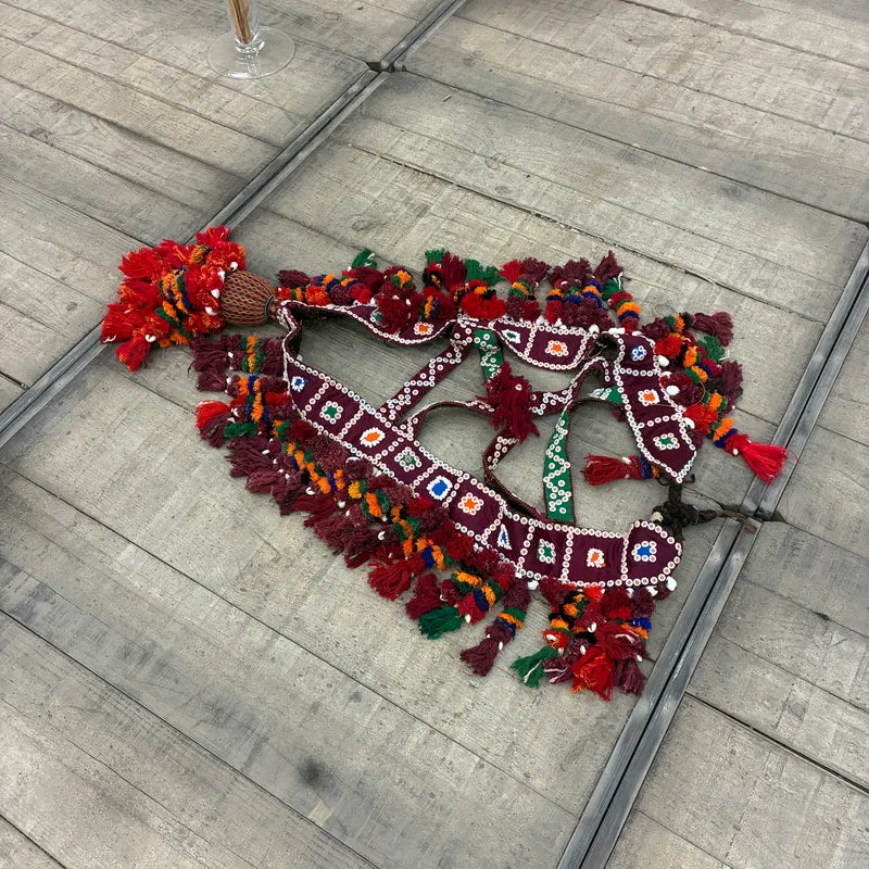 Orient Wandbehang Nomaden Kamelschmuck Quasten Bunt Rot Gebraucht