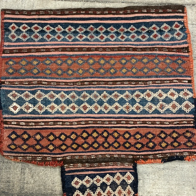 Orient Wandbehang Tasche Nomadentasche Kelim Blau Orange Gebraucht
