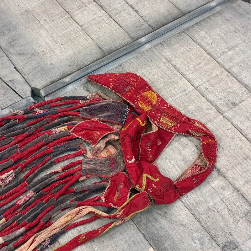 Orient Wandbehang Nomaden Schmuckbehang Tierbekleidung Quasten Rot Bunt Gebraucht