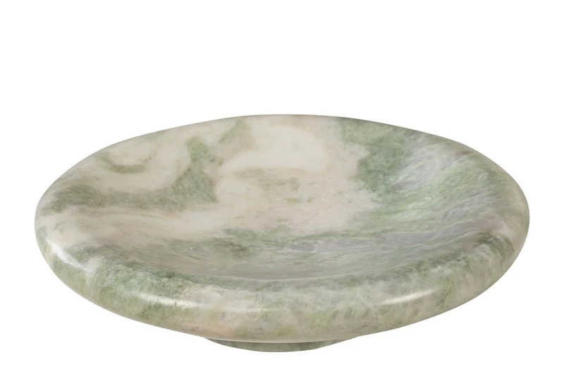 Casa Padrino Luxus Marmor Schale Grün 30 x 30 x H. 8,5 cm - Große runde Schale mit sanft gerundeter Wandung aus hochwertigem Indian Green Onyx - Luxus Deko Accessoires