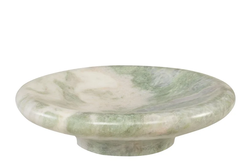 Casa Padrino Luxus Marmor Schale Grün 30 x 30 x H. 8,5 cm - Große runde Schale mit sanft gerundeter Wandung aus hochwertigem Indian Green Onyx - Luxus Deko Accessoires