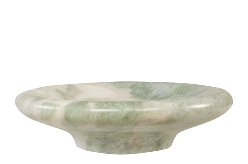 Casa Padrino Luxus Marmor Schale Grün 30 x 30 x H. 8,5 cm - Große runde Schale mit sanft gerundeter Wandung aus hochwertigem Indian Green Onyx - Luxus Deko Accessoires