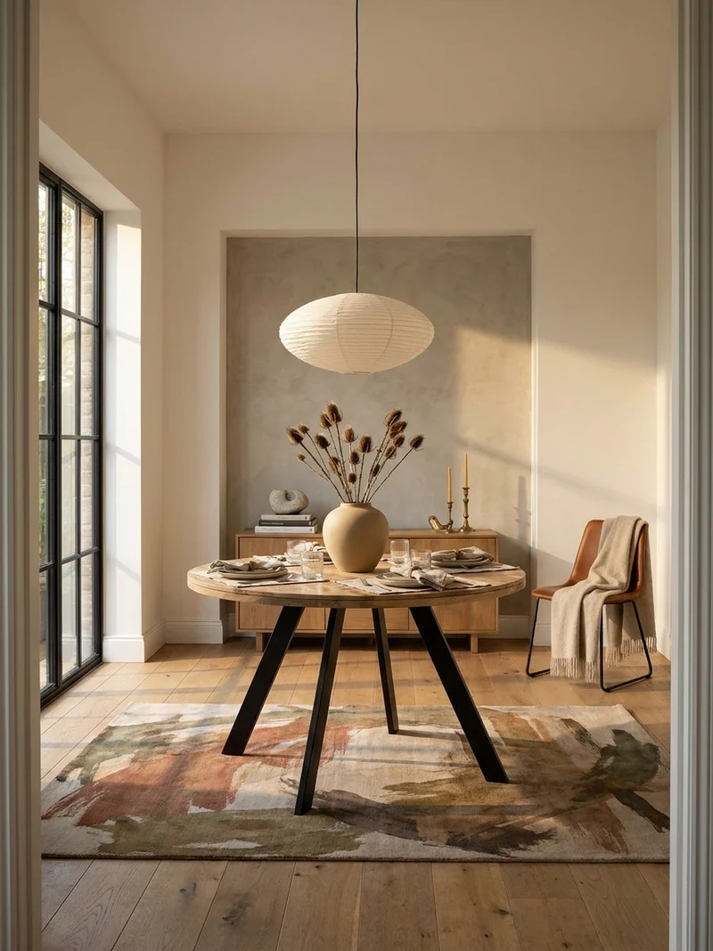 Esszimmertisch – Rund Mango Massivholz 120x120x76 cm Metallbeine