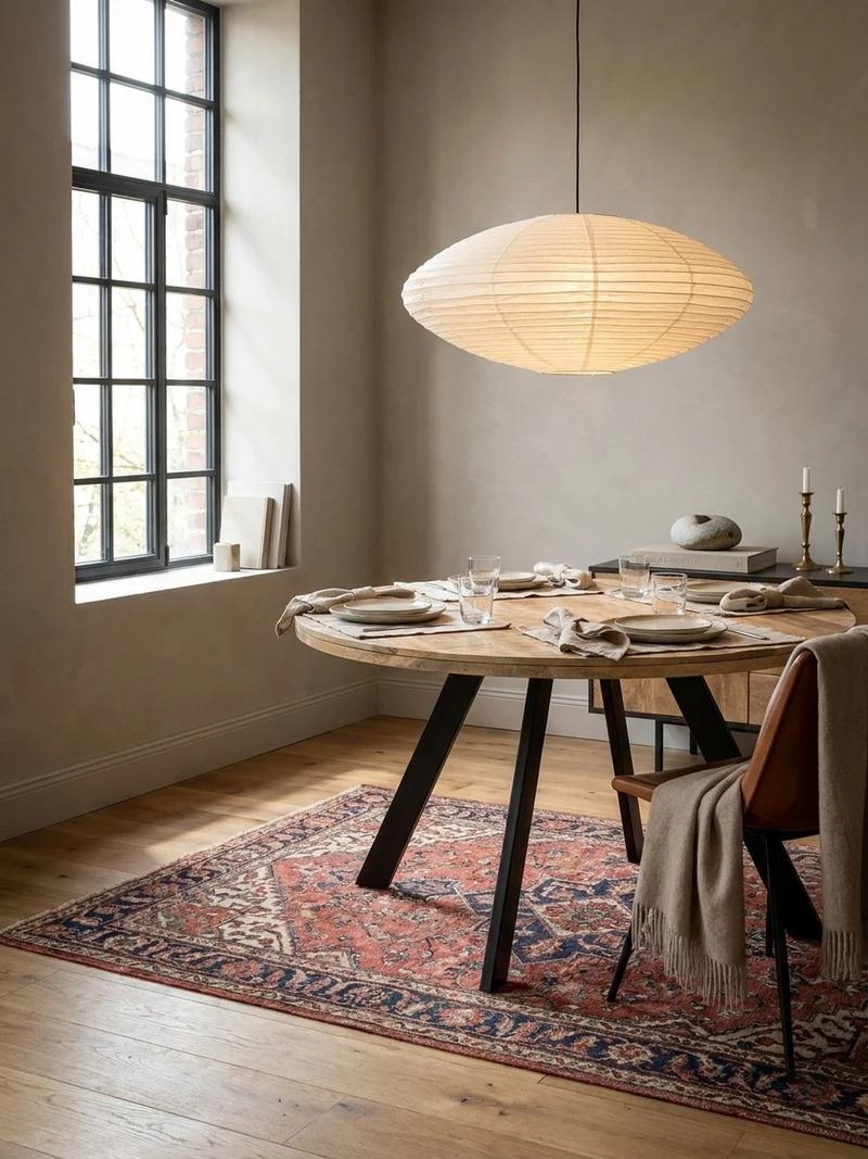 Esszimmertisch – Rund Mango Massivholz 120x120x76 cm Metallbeine