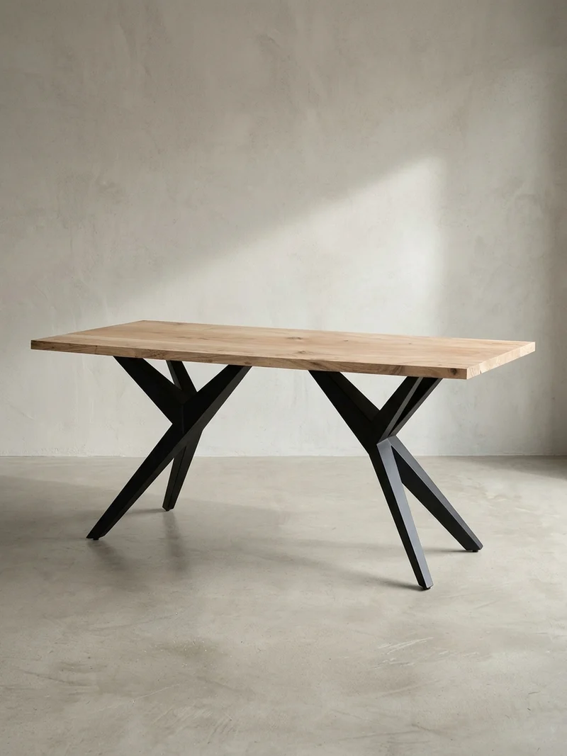 Esstisch Massivholz Metall Rechteckig Loft-Stil