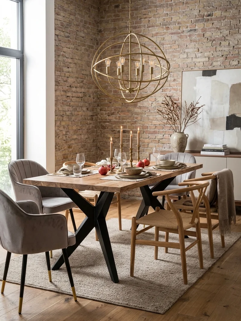 Esstisch Massivholz Metall Rechteckig Loft-Stil