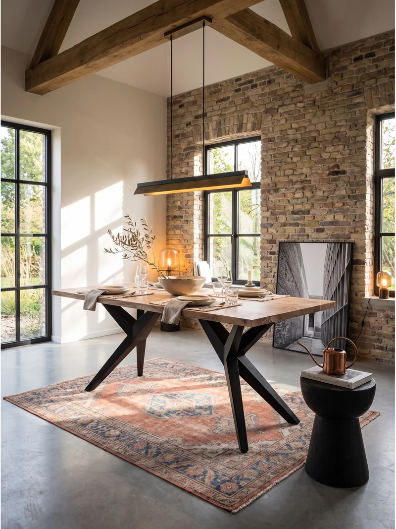 Esstisch Massivholz Metall Rechteckig Loft-Stil
