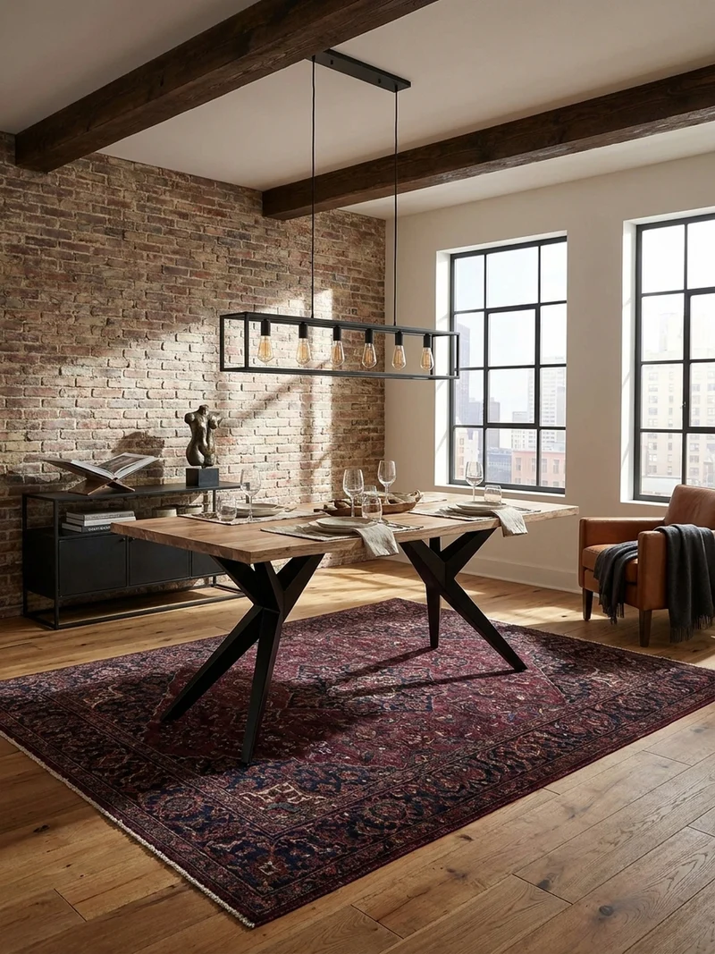 Esstisch Massivholz Metall Rechteckig Loft-Stil