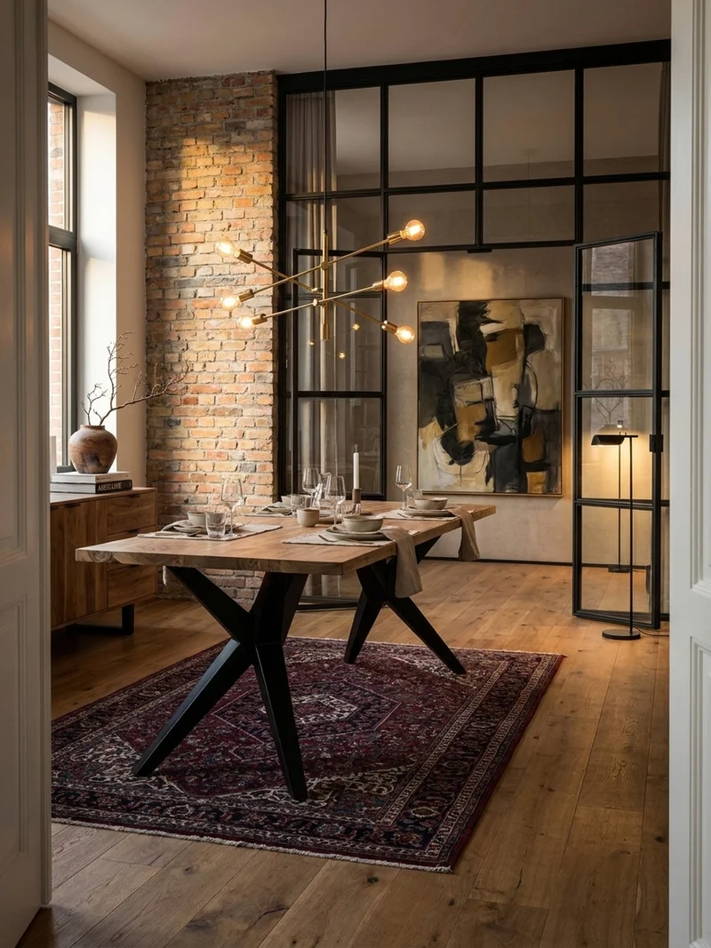 Esstisch Massivholz Metall Rechteckig Loft-Stil
