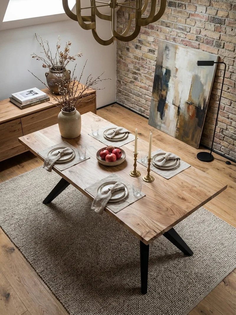 Esstisch Massivholz Metall Rechteckig Loft-Stil