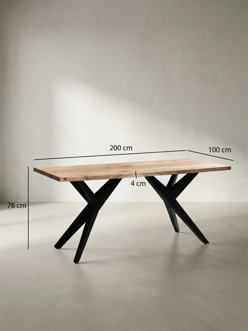 Esstisch Massivholz Metall Rechteckig Loft-Stil