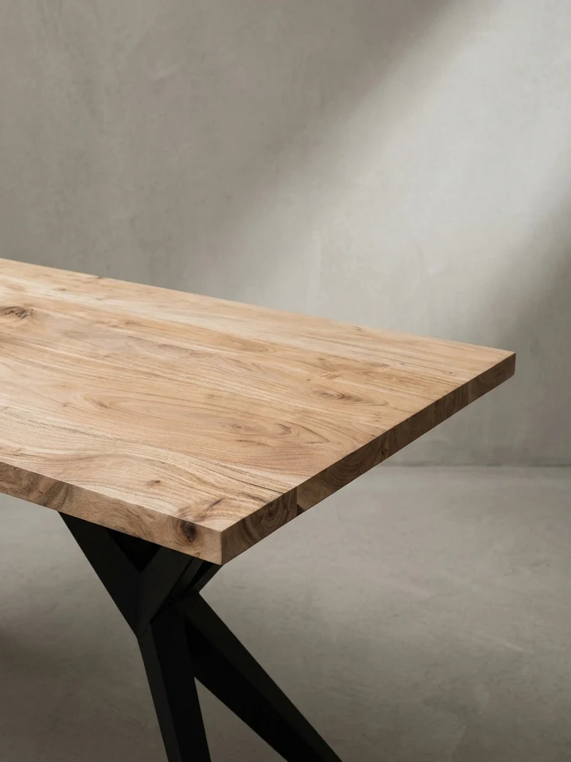 Esstisch Massivholz Metall Rechteckig Loft-Stil