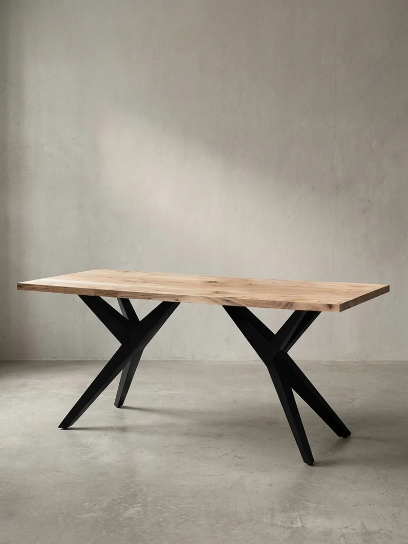 Esstisch Massivholz Metall Rechteckig Loft-Stil