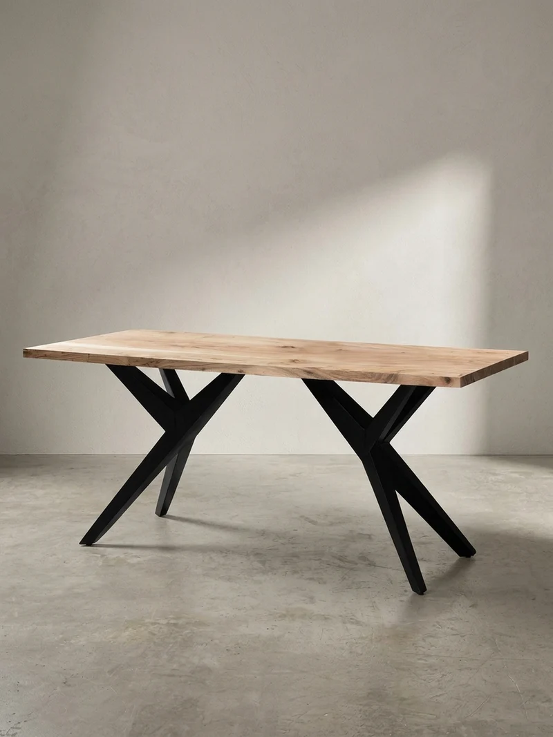 Esstisch Massivholz Metall Rechteckig Loft-Stil