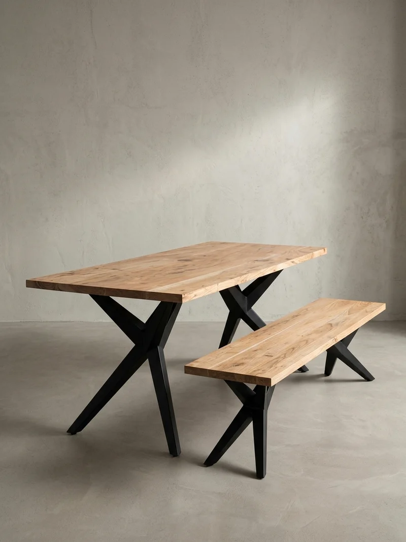 Esstisch Massivholz Metall Rechteckig Loft-Stil