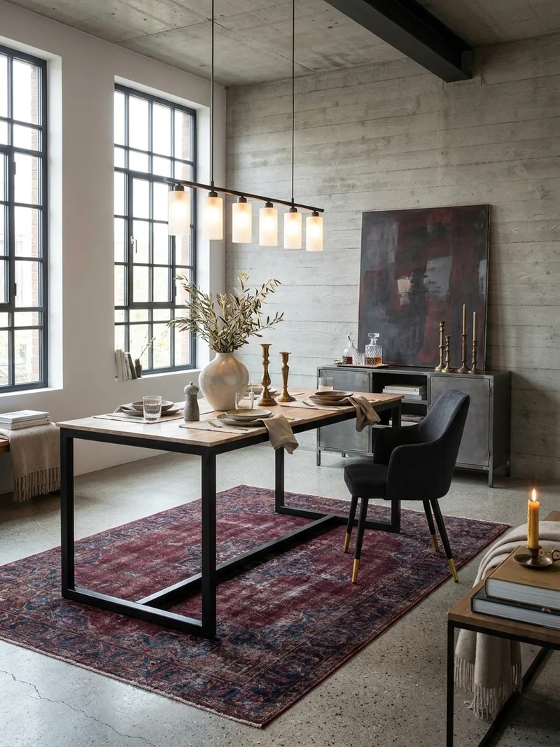 Esstisch Massivholz Metall Rechteckig Loft-Stil