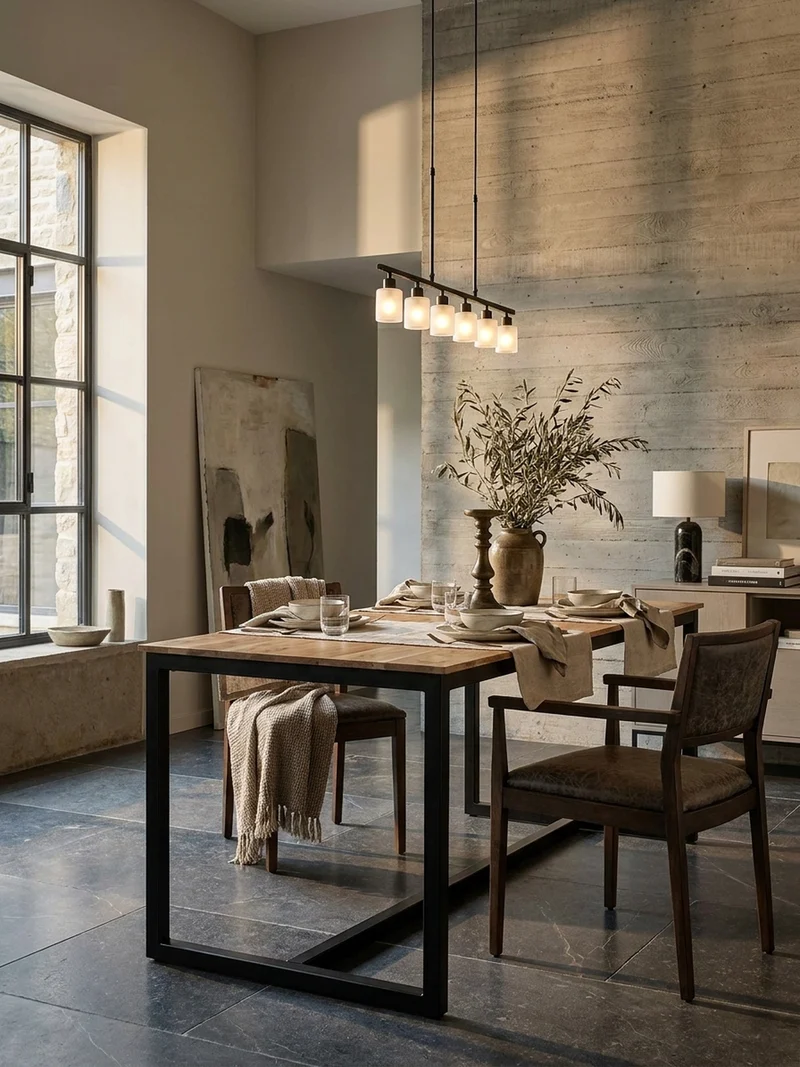 Esstisch Massivholz Metall Rechteckig Loft-Stil