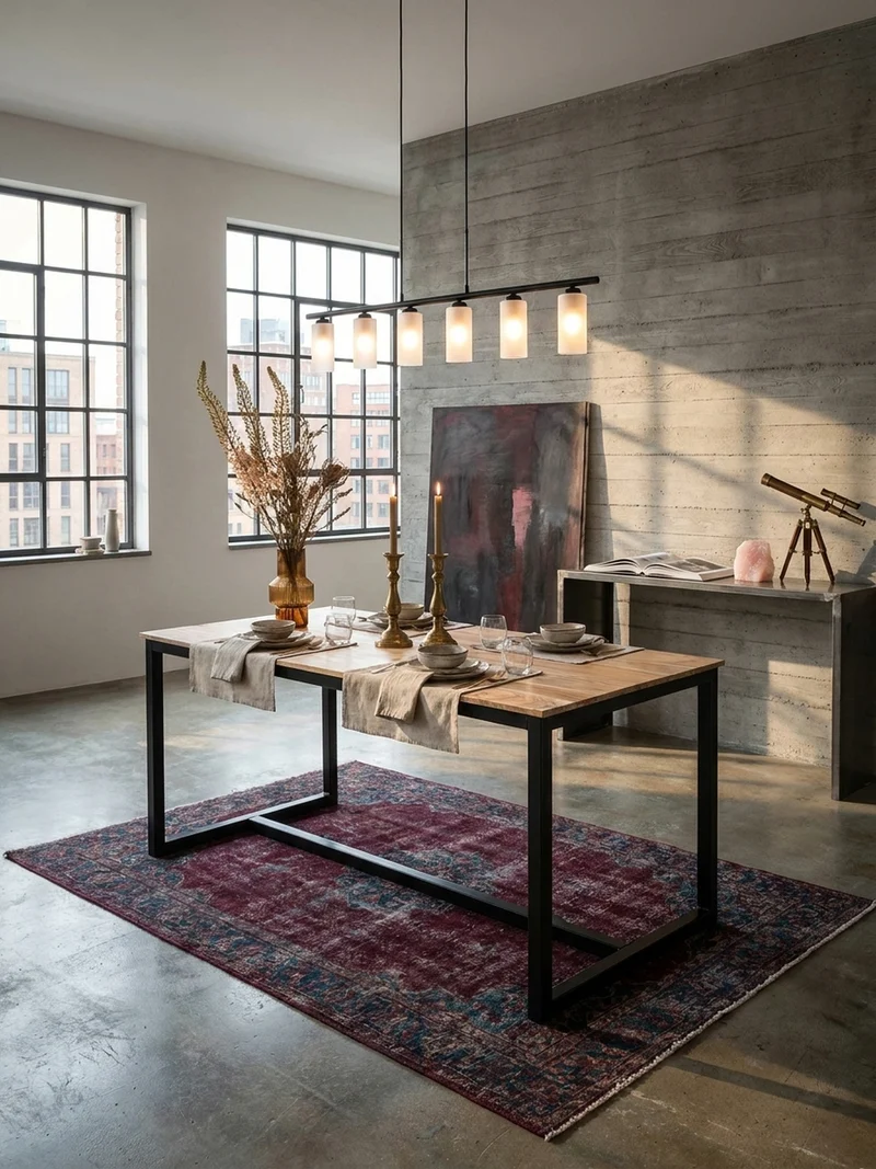 Esstisch Massivholz Metall Rechteckig Loft-Stil
