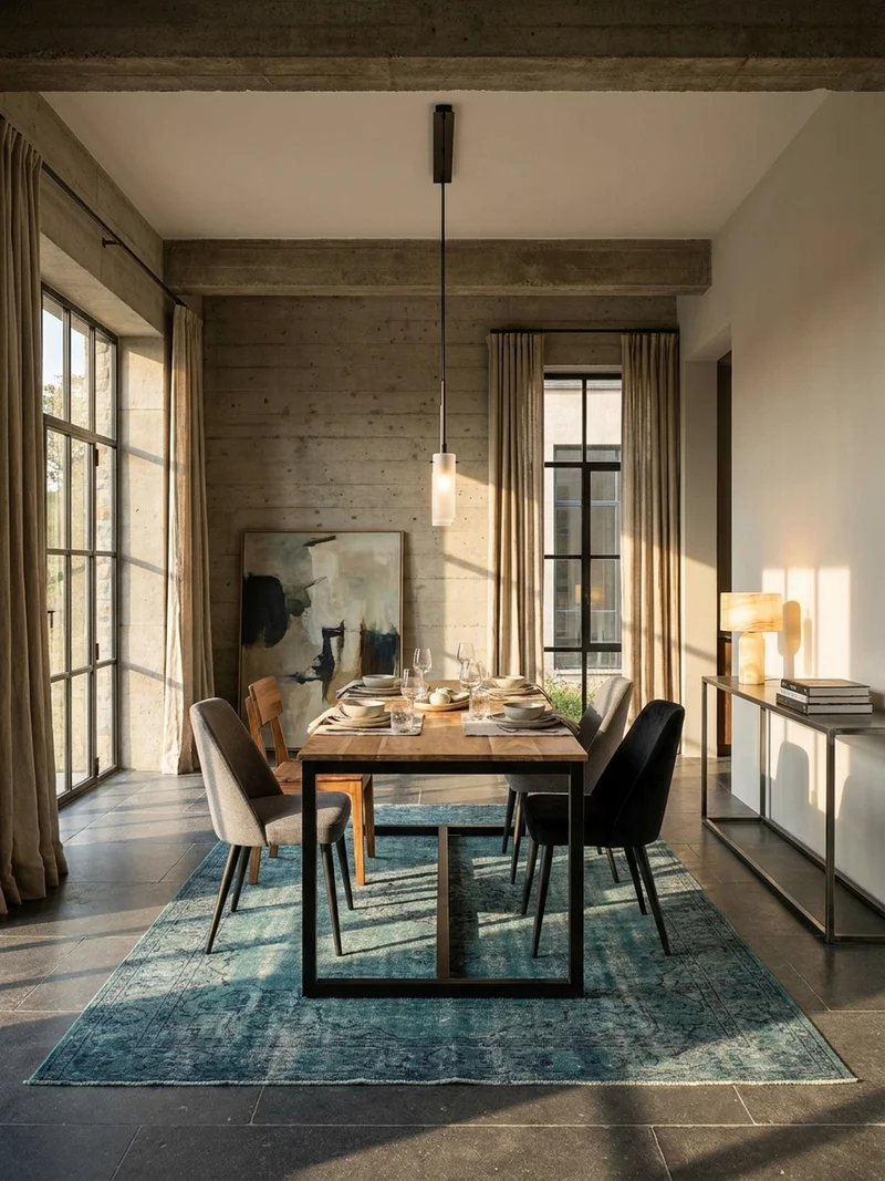 Esstisch Massivholz Metall Rechteckig Loft-Stil