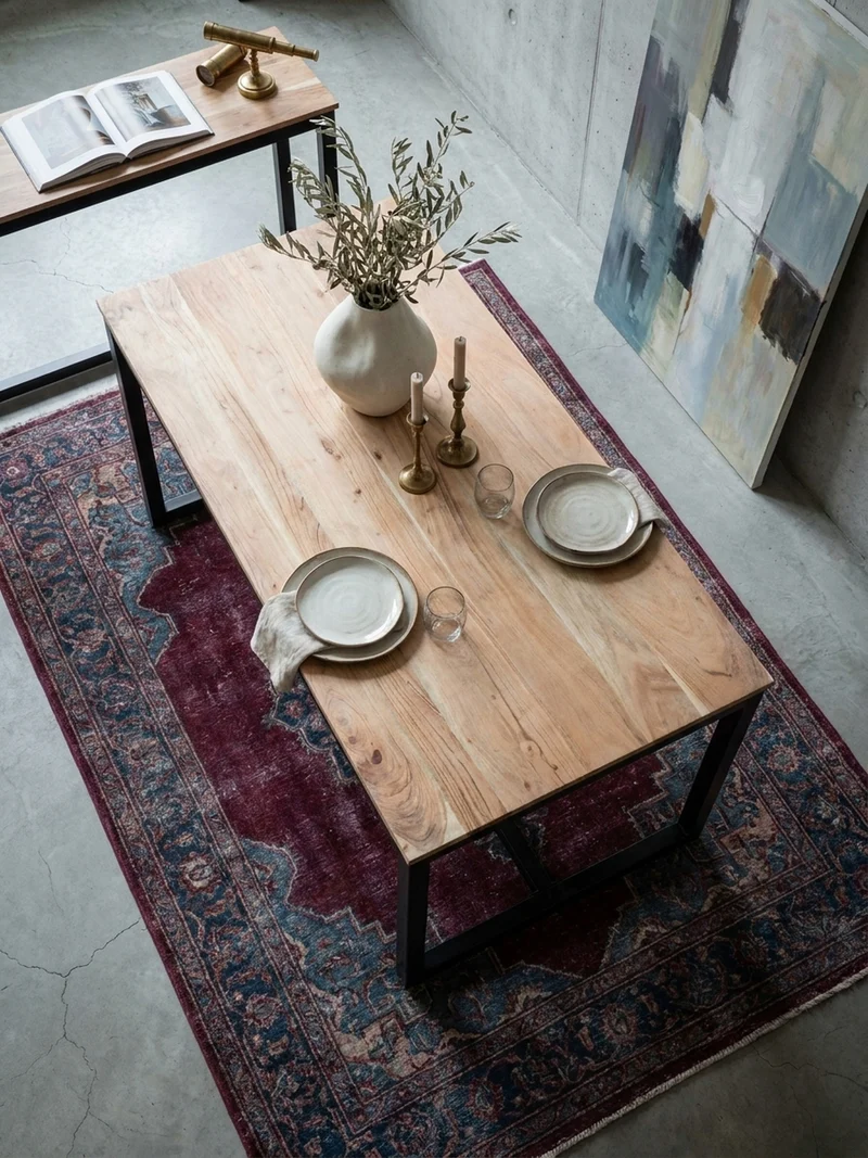 Esstisch Massivholz Metall Rechteckig Loft-Stil