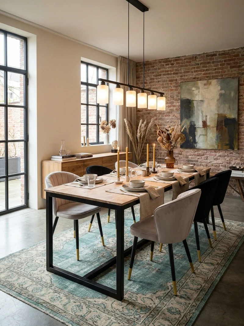 Esstisch Massivholz Metall Rechteckig Loft-Stil