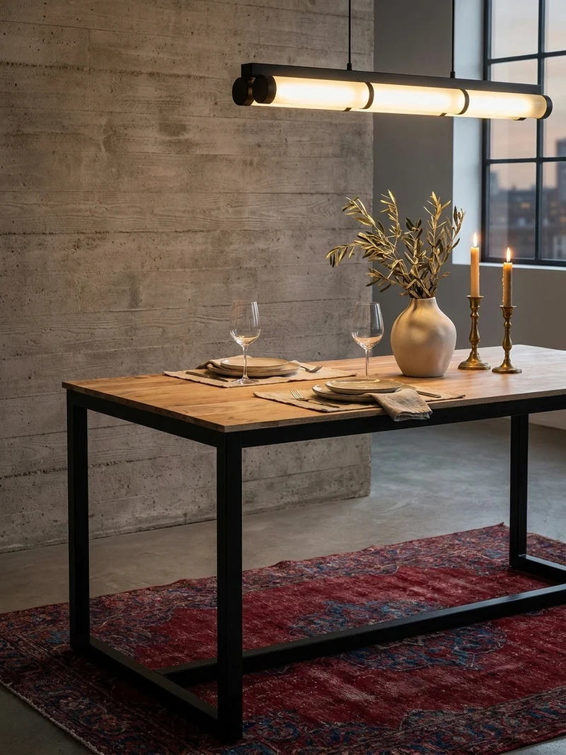 Esstisch Massivholz Metall Rechteckig Loft-Stil