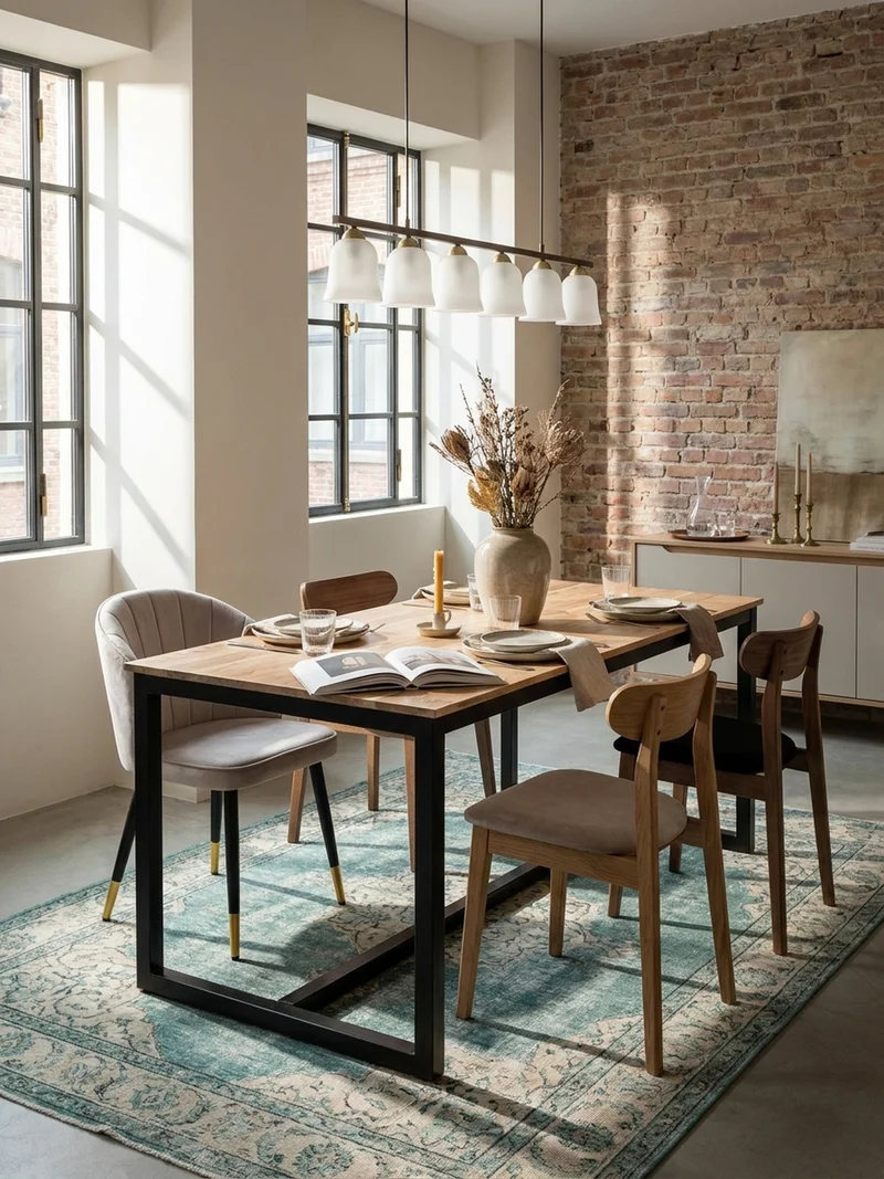 Esstisch Massivholz Metall Rechteckig Loft-Stil