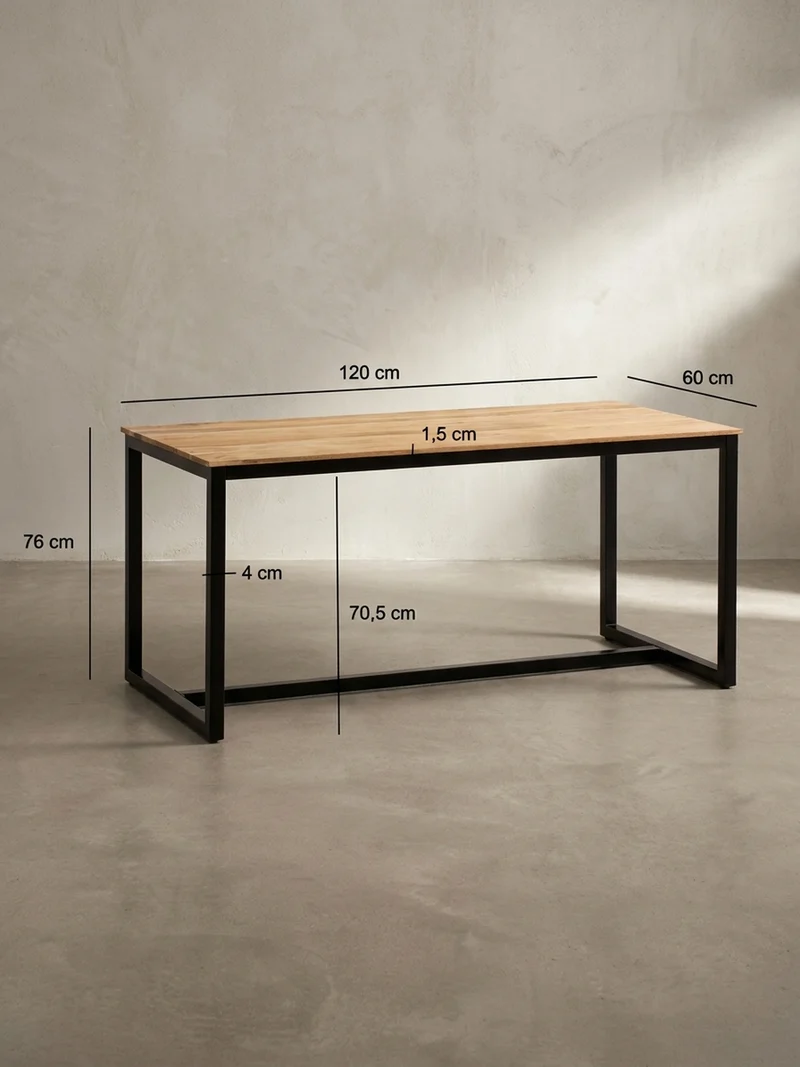 Esstisch Massivholz Metall Rechteckig Loft-Stil