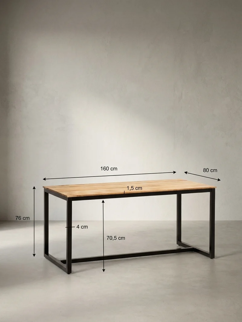 Esstisch Massivholz Metall Rechteckig Loft-Stil