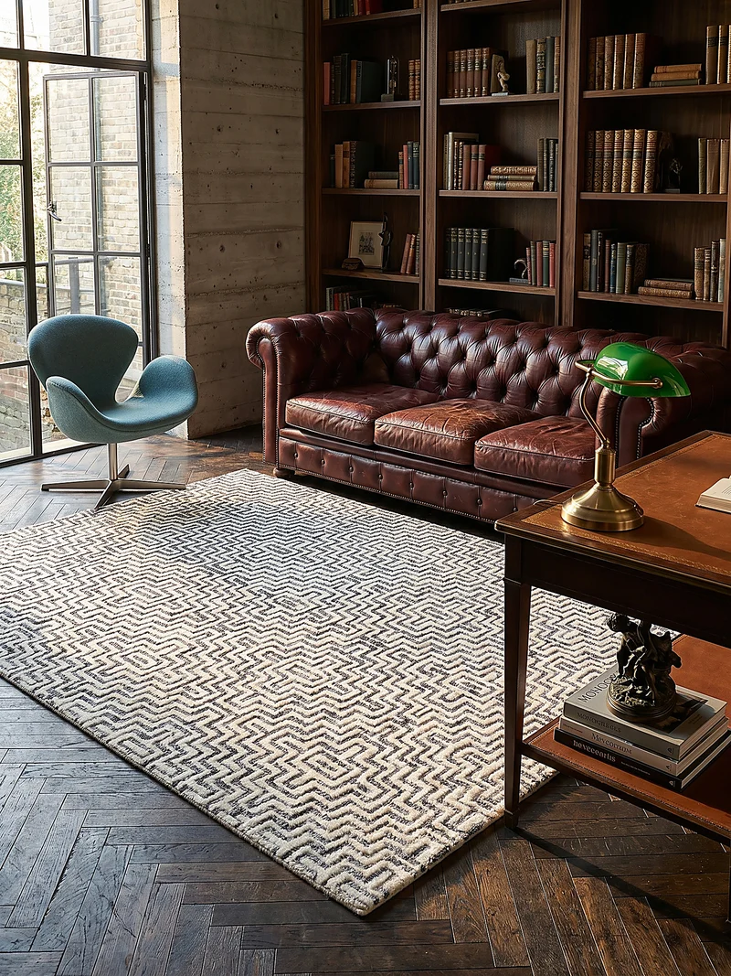 Teppich Kurzflor Zickzack Muster, Geometrisch, Wohnzimmer