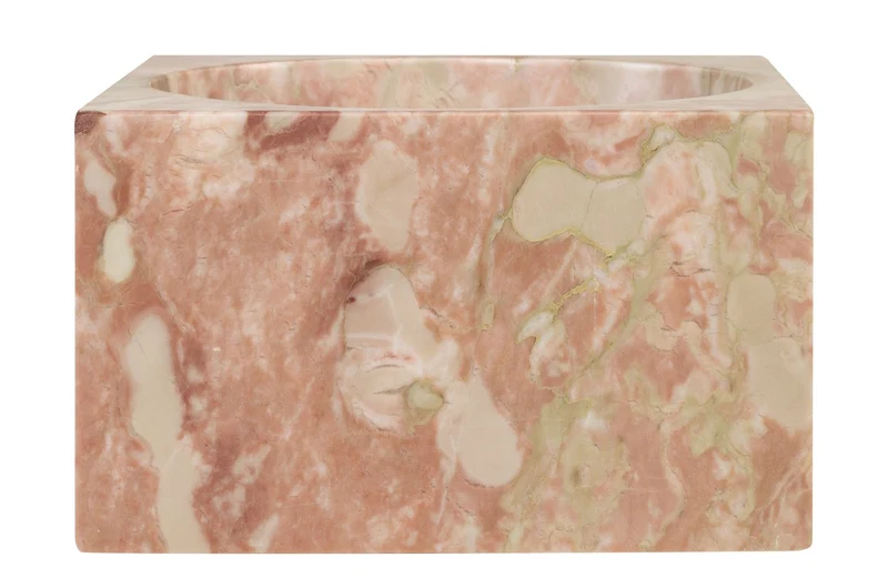 Casa Padrino Luxus Marmor Schale Rosa 18 x 18 x H. 11 cm - Hohe runde Deko Schale aus hochwertigem Rosalia Pink Marmor - Luxus Deko Accessoires