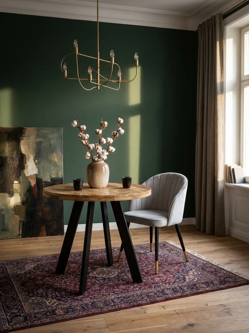 Esszimmertisch – Rund Mango Massivholz 80x80x75 cm Metallbeine Modern
