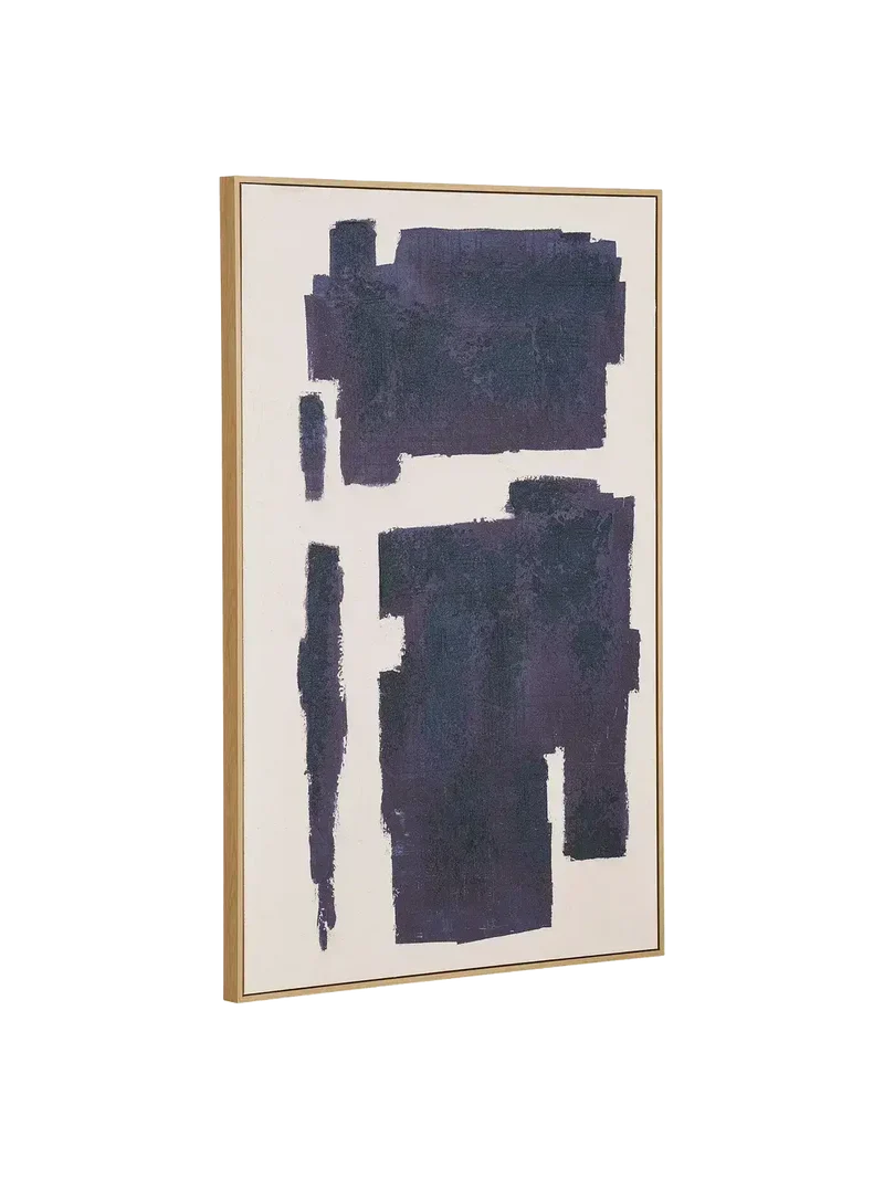 Edna Leinwandbild mit handbemalten Details, beige/blau