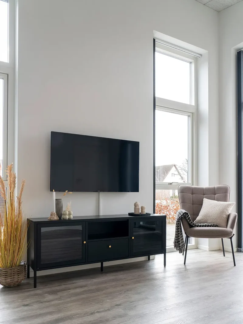 Dalby TV-Bank Stahl/Glas, schwarz