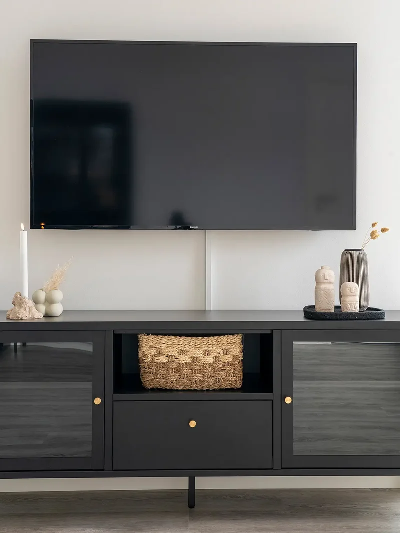 Dalby TV-Bank Stahl/Glas, schwarz