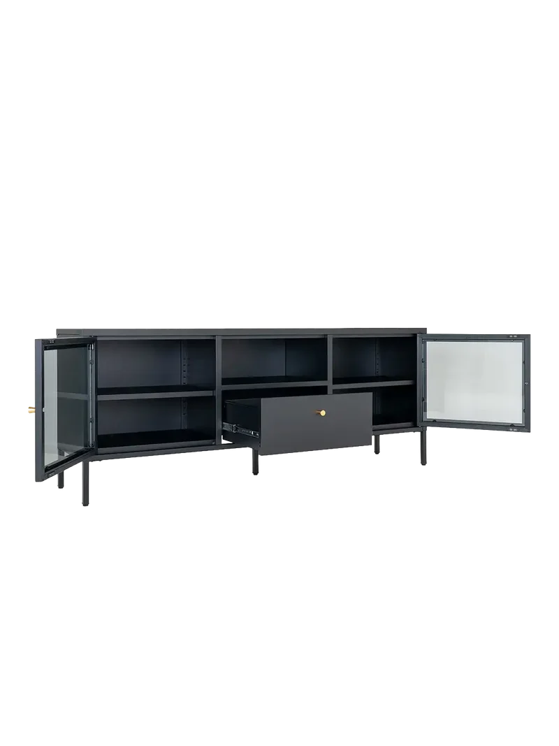Dalby TV-Bank Stahl/Glas, schwarz