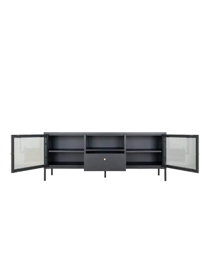 Dalby TV-Bank Stahl/Glas, schwarz