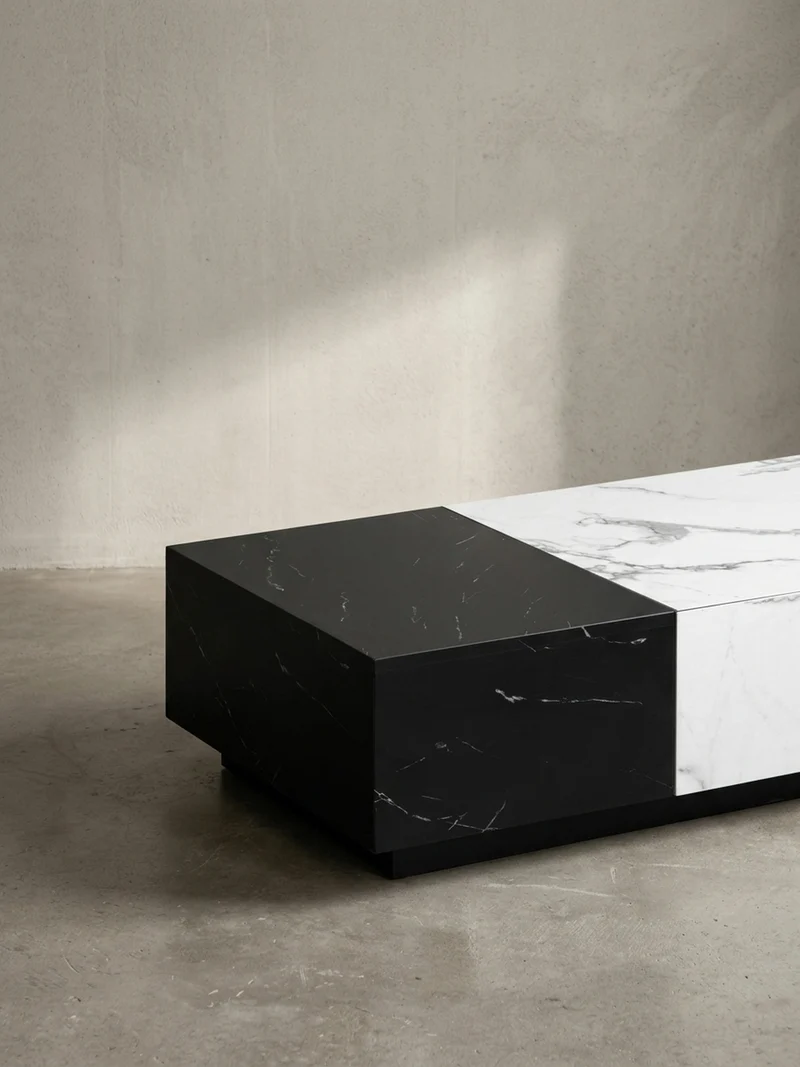Couchtisch Weiß Schwarz Marmor-Optik 120x60x28 cm mit Schubladen und Stauraum