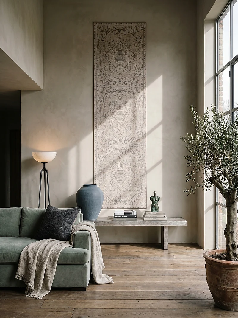 Flachgewebe-Teppich Medaillon · Beige · waschbar