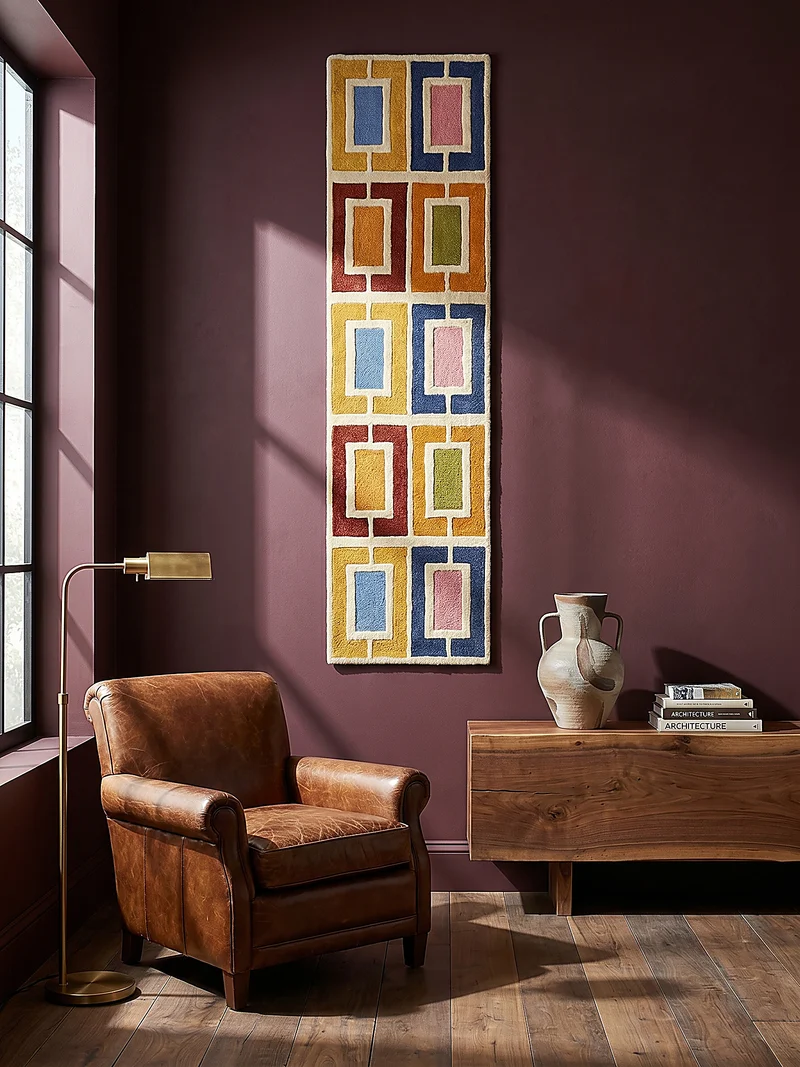 Wollteppich Geometrisch, Retro-Stil, Wohnzimmer