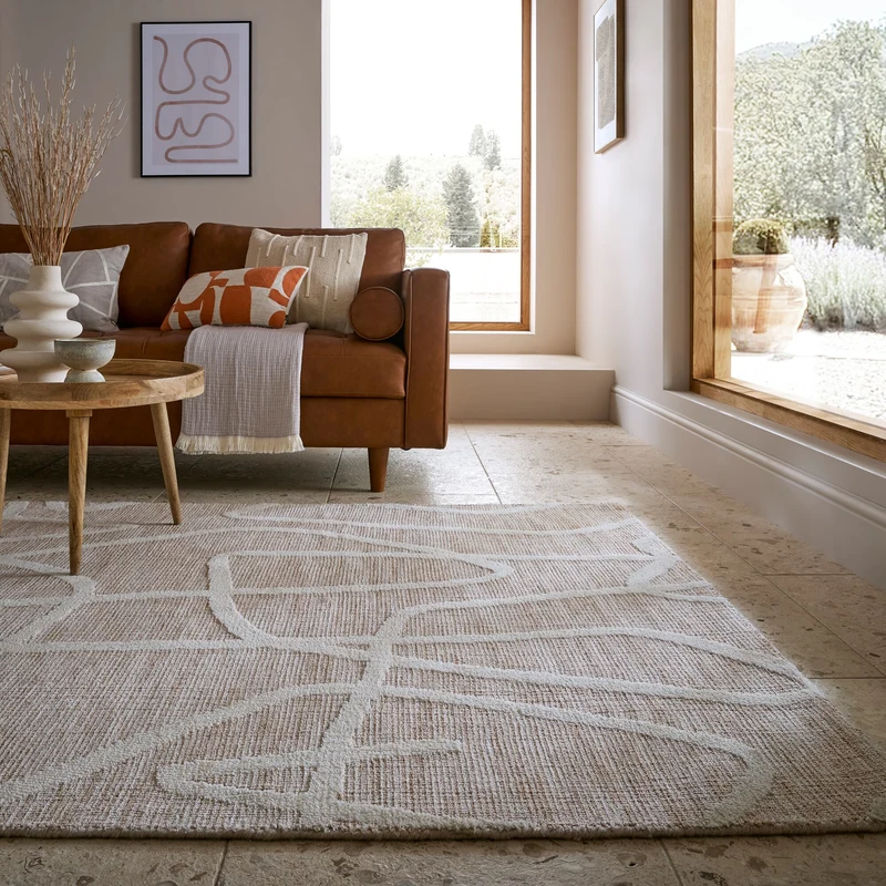 Teppich Kurzflor Linienmuster, Abstrakt, Wohnzimmer