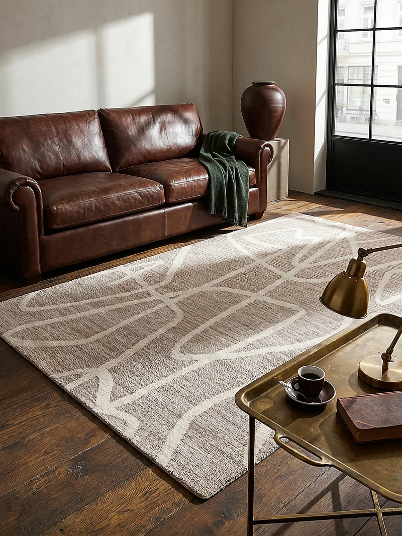 Teppich Kurzflor Linienmuster, Abstrakt, Wohnzimmer