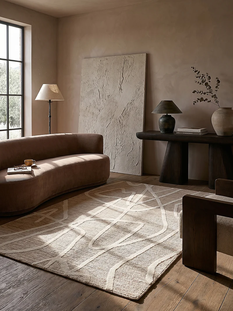 Teppich Kurzflor Linienmuster, Abstrakt, Wohnzimmer