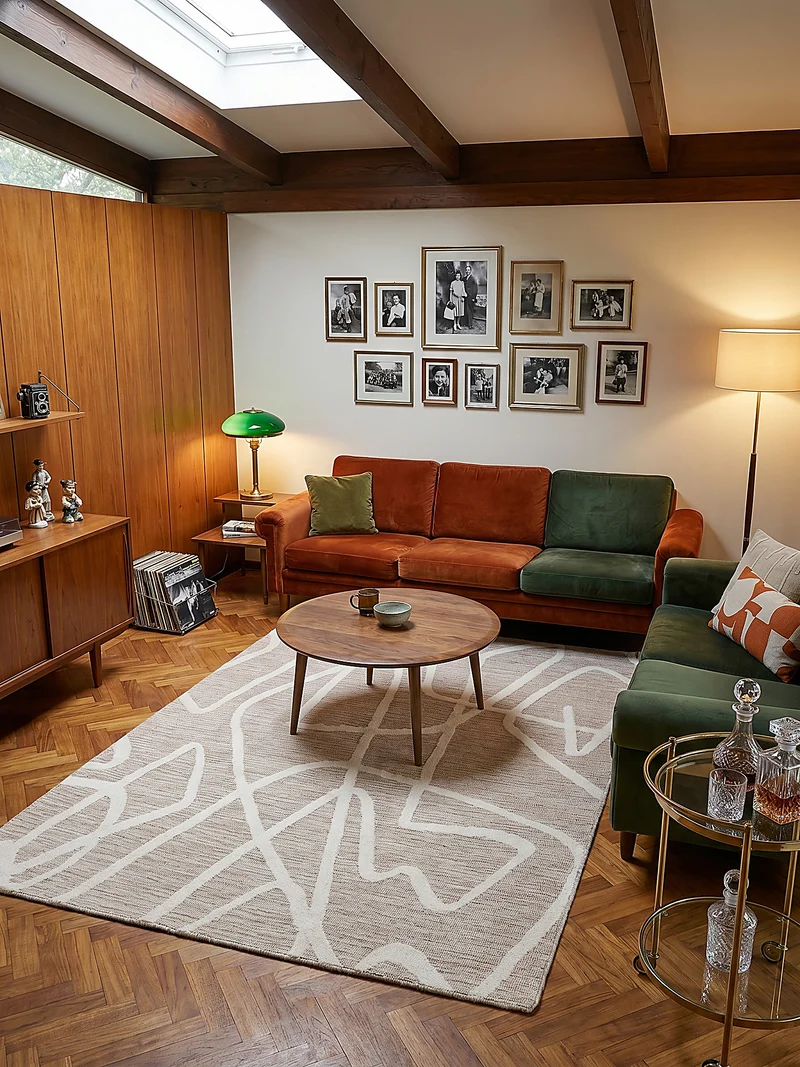 Teppich Kurzflor Linienmuster, Abstrakt, Wohnzimmer