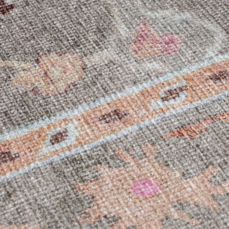Flachgewebe-Teppich Floral · Multicolor-Rosa · waschbar