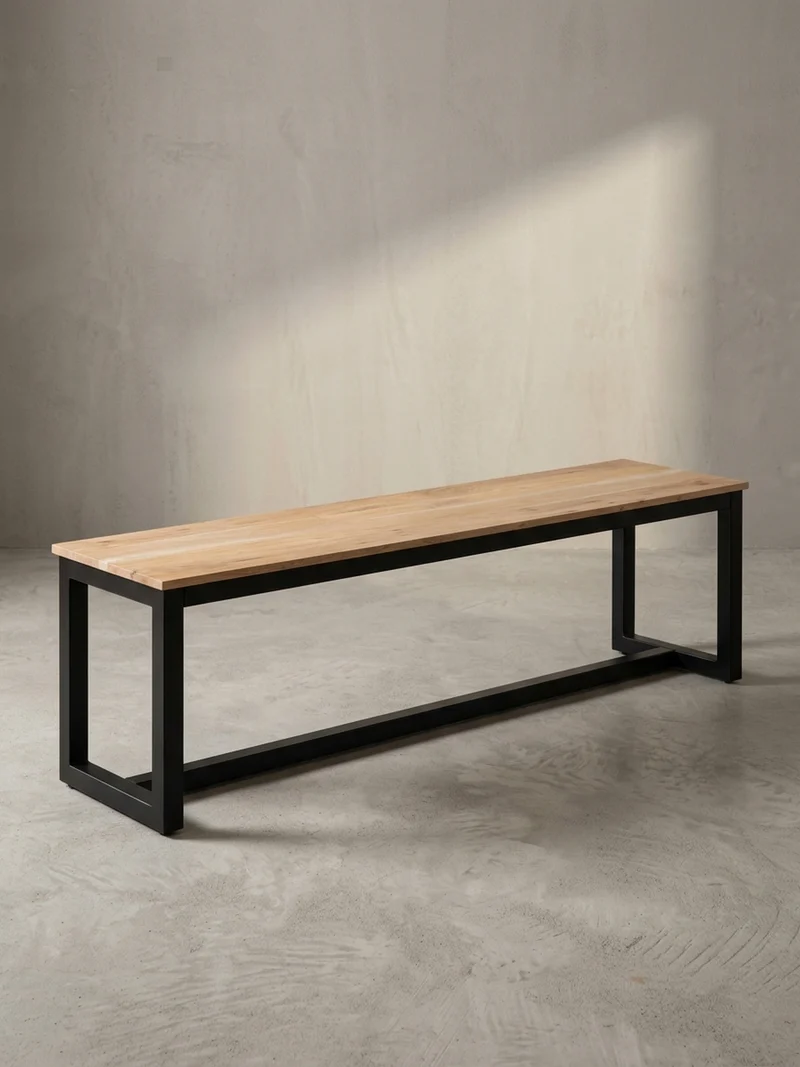 Esszimmerbank Massivholz Metall Loft-Stil ohne Lehne
