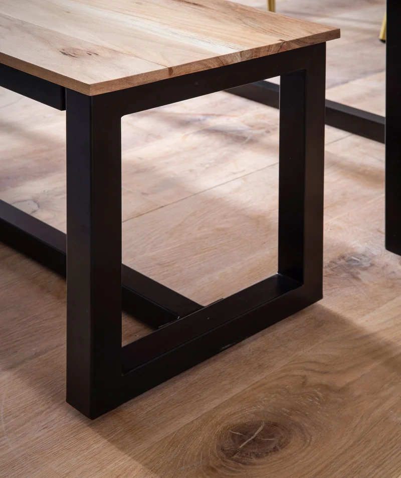 Esszimmerbank Massivholz Metall Loft-Stil ohne Lehne